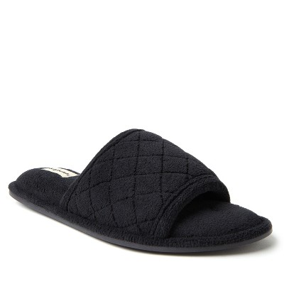 Dearfoams Women's Beatrice Quilted Microfiber Terry Shower Slide House Slipper