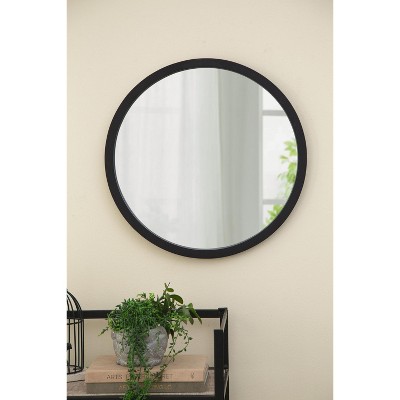CAVINAS Round Wall Mirrors with Wooden Frame,Accent Mirror with Walnut Finish,Decorative Mirror for Living Room,Entryway