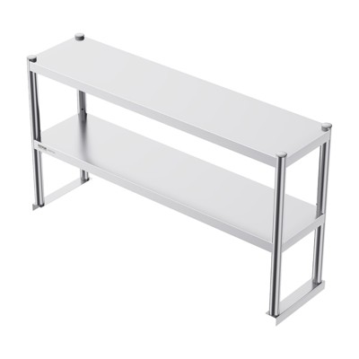 VEVOR Double Overshelf, Double Tier Stainless Steel Overshelf, 12 x 48 Inch Double Deck Overshelf, Height Adjustable Overshelf Prep Work Table