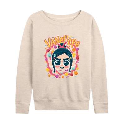 Women's - Disney - Vanellope & Candy Lightweight French Terry Wide Neck Long Sleeve Graphic Shirt