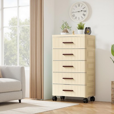 4 or 5-Tier Rolling Nightstands with Wheels, Multi-Functional Storage Organizer for Bedroom, Snacks, Books, Clothes