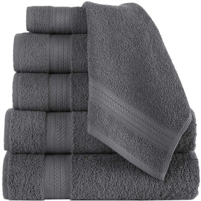 REGAL RUBY, 6 Piece Towel Set, 2 Bath Towels 2 Hand Towels 2 Washcloths, Soft and Absorbent, 100% Turkish Cotton Towels for Bathroom Shower