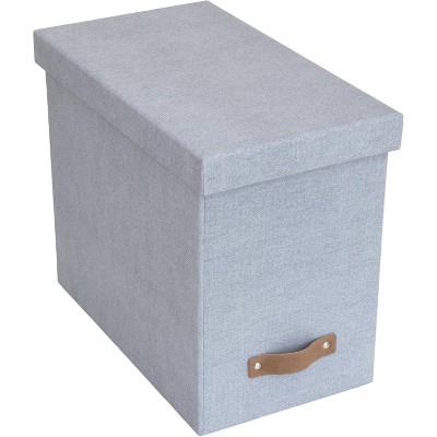 Bigso John File Box – Hanging File Organizer with Lid & Leather Handle – 7.4″ x 13″ x 10.4″ for Paper Storage