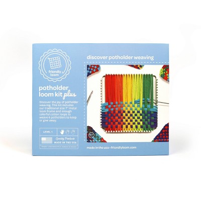 Friendly Loom 7" Potholder Loom Kit Plus Traditional Size Metal Loom: DIY Weaving Kit with Instructions for Pot Holder Designs