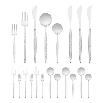 REGALWOVEN 20 Pcs Stainless Steel Mirror Polished Flatware with Knife Spoons and Forks Set, Silverware Set with Grain