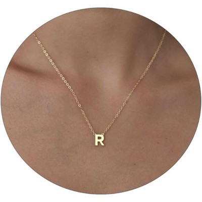 14K Gold Plated Initial Necklace, Personalized A-Z Letter Pendant, Dainty Minimalist Jewelry Gift for Women