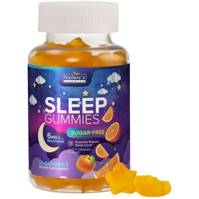Sleep Gummies Adults 6mg, Sugar Free Extra Strength Melatonin Gummy, Natural Sleeping Gummy Sleep Vitamin Supplement - 60 Gummy By Nature's Gummies