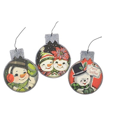 Holiday Ornament 5.0 Inch Jolly Snowman Set Christmas , Christmas (3PC)