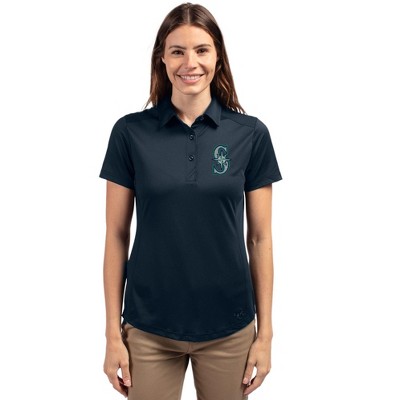 Seattle Mariners Cutter & Buck Prospect Eco Textured Stretch Recycled Womens Short Sleeve Polo