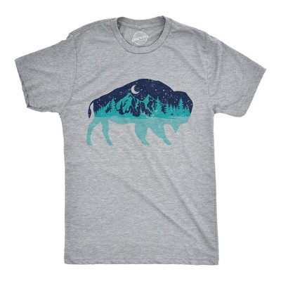 Mens Nature Bison T Shirt Funny Cool Outdoor Lovers Buffalo Tee for Guys - Crazy Dog Men's T Shirt For Campers