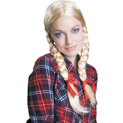 Dress Up America Blonde Pigtail Braid Wig for Women - One Size Fits Most