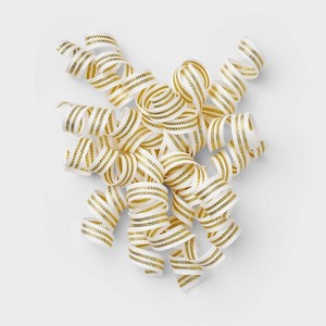 5" Fabric Curl Swirl Gift Bow Gold/White - Spritz™ - 1 of 3