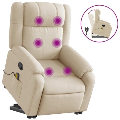 vidaXL Stand Up Massage Recliner Chair - Cream Manual Push Back With Massage