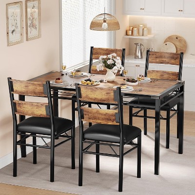 Jojoka Dining Table Set for 4 with Upholstered Chairs,Wood Kitchen Table Chairs Set for Small Space