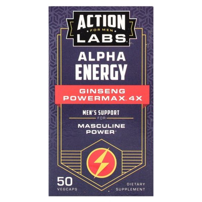 Action Labs For Men, Alpha Energy, Ginseng Powermax™ 4x, 50 VegCaps