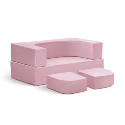 TopComfy Sectional Sofas Modular Kids Sofa Bed Convertible Play Couch for Small Playroom, Pink, 40"*20"*16"