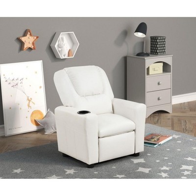 HOMLUX 22"W PU Leather Kids Recliner Chair with Cup Holder