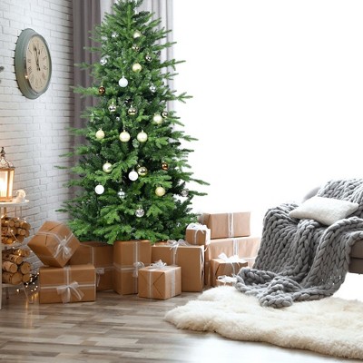 NAYSAYE Christmas Tree Stand 4FT Green PVC PE Tree 919 Tips Hinged with Metal Stand for Christmas Decorations, Green, 23"*33"*48"