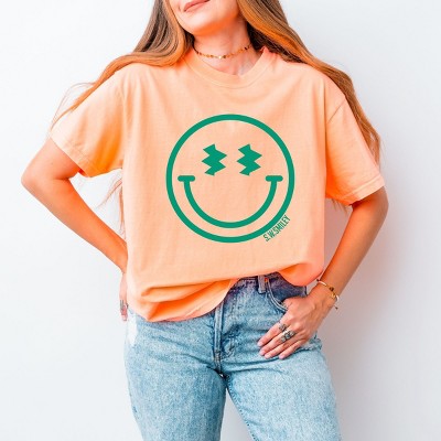 Simply Sage Market S.W.Smiley Smiley Face Outline Puff Print Garment Dyed Tee