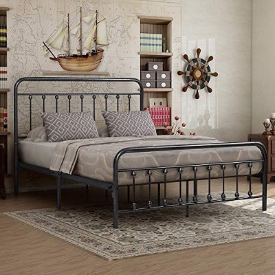 KTMBDW 10.6'' Metal Platform Bed Frame/Headboard and Footboard/No Box Spring Needed/Noise Free