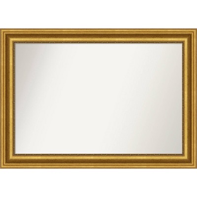 42"x30" Non-Beveled Parlor Gold Wall Mirror - Amanti Art: Modern Rectangle, Polystyrene Frame