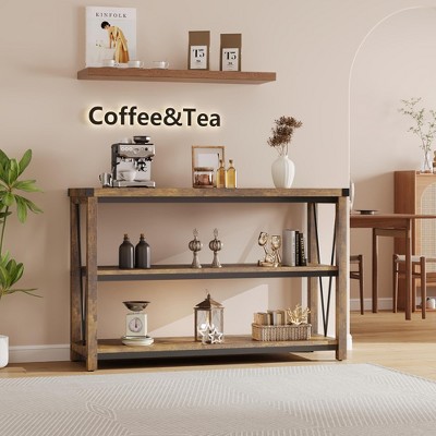 Jojoka Console Table with Storage – 3-Tier Wooden Entryway Table, Long Foyer & Hallway Sofa Back Table for Majlis & Living Room