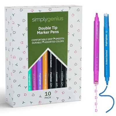 Paper Junkie Simply Genius Cool Markers & Pattern Pens - Cute Stuff for School - Set of 10 with 5 Designs