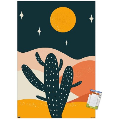 Trends International Cozy Joy - Desert Cactus At Night Unframed Wall Poster Prints