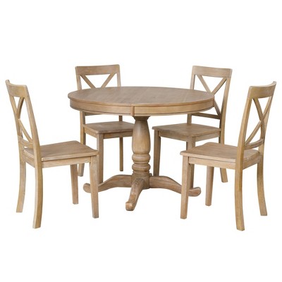 CAVINAS Modern Dining Table Set for 4, Round Table and 4 Kitchen Room Chairs, 5 Piece Kitchen Table Set