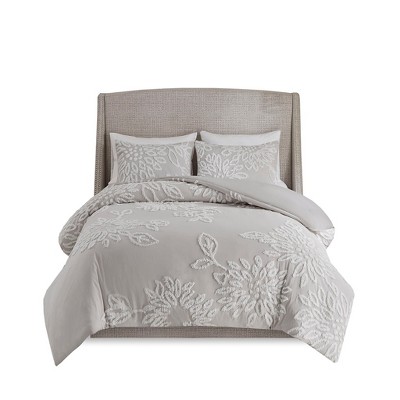 Gracie Mills Anita 3-Piece Farmhouse Tufted Cotton Chenille Floral Comforter Set