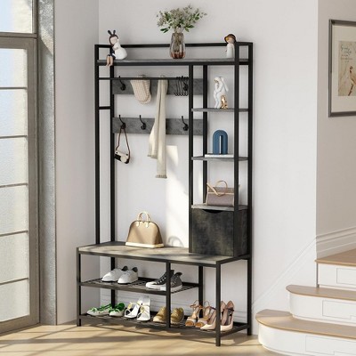WhizMax Shoe Bench, Hall Tree 5 In 1 Coat Rack Freestanding, Hall Tree Entryway Bench With Storage, Storage, Coat Rack With Shoe Storage