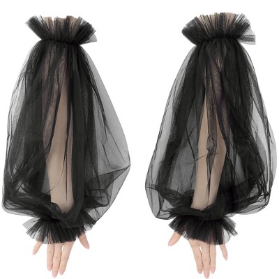INSPIRE CHIC Women's Tulle Lantern Sleeve Fingerless Gloves 1 Pair