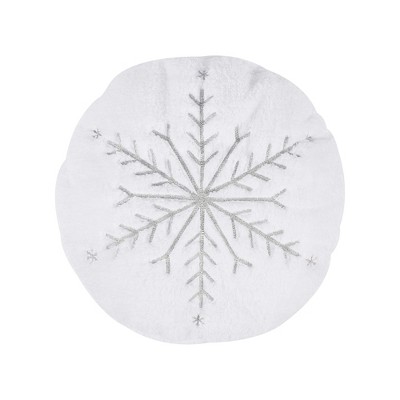 O Christmas Round Metalic Snowflake Pillow R16