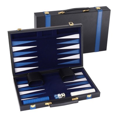 GSE Premium Leather Backgammon Board Game Set, Backgammon Game Set with Leather Case