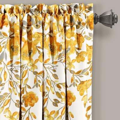 Lush Décor Tanisha Light Filtering Window Curtain Panels Yellow/Gray 52X63+2 Set