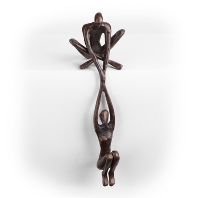 Danya B Man Lifting Woman from Ledge Bronze Sculpture