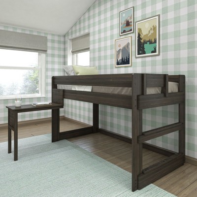 Max & Lily Solid Wood Loft Bed with Desk, Modern Farmhouse High Twin Loft Bed For Kids