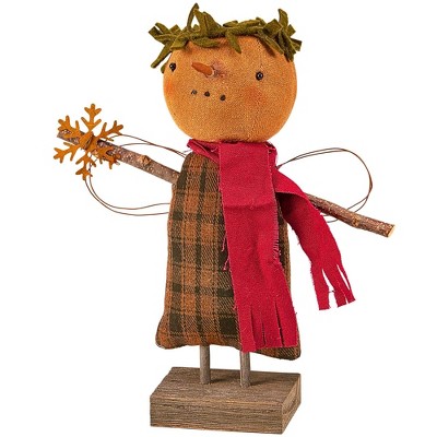 Primitives By Kathy 9.0 Inch Angela Snowflake Snowman Doll Christmas Figurine , Wings Primitive (1PC)