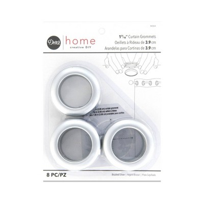 Dritz Set of 8 Home 1-9/16" Curtain Grommets Brushed Silver: Plastic Sewing Fasteners, Grommet Kit