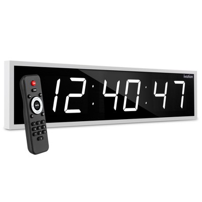 Ivation Large Digital Clock, 24" Led Wall Clock with Stopwatch, Alarms, Timer, Temp & Remote
