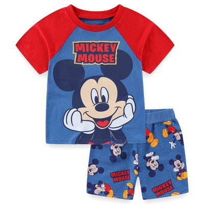 Disney Mickey Mouse Boys Short Sleeve T-Shirt and French Terry Short Set for Toddler and Big Kids