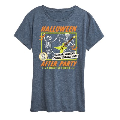 Women's - Instant Message - Halloween After Party Skeleton Poster Short Sleeve Graphic T-Shirt