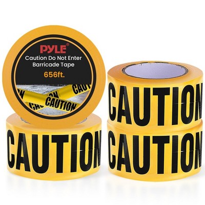 Pyle 4-Piece Yellow Caution Do Not Enter Barricade Tape Set - PNECTX4