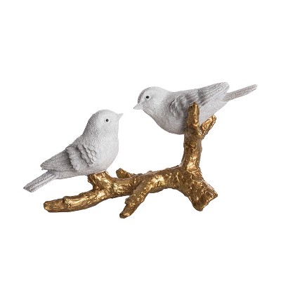 Transpac Colorful Resin Bird Figurines Set Decorative Objects for Christmas Tabletop Indoor Home Decor Gift Giving