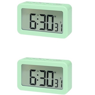 REGALWOVEN 2 Pcs Digital Smart Battery Powered Snooze Home Decor Alarm Clock 3.3 x 2 x 0.8 Inches
