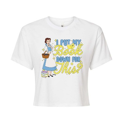 Women's - Disney Princess - Belle Put My Book Down Cropped Graphic T-Shirt