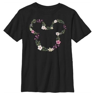 Boy's Disney Mickey Mouse Flower Crown Silhouette T-Shirt