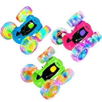 Contixo SC3 RC Stunt Car 4WD – 3‑Pack, Double‑Sided 360° Flip Racer with LED Lights & Wristband Remote, Ages 4+
