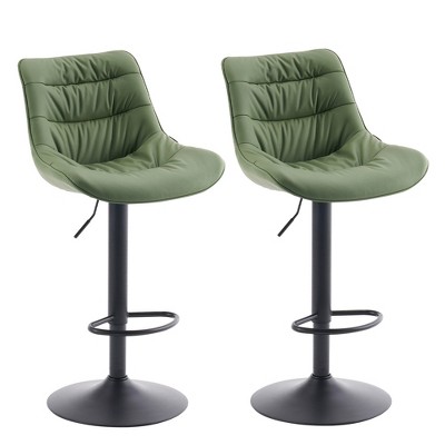 YOUNIKE Adjustable Swivel Counter Height Bar stools Set of 2 Modern Leather Island Barstools Seat Size 19.69"Wx15.75"Dx(22.83-32.28)"H