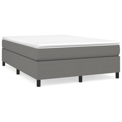 vidaXL Double Bed Frame in Dark Gray 53.9"x74.8" | Comfy Fabric Wrapped Box Spring Bed Frame | Engineered Wood and Plywood